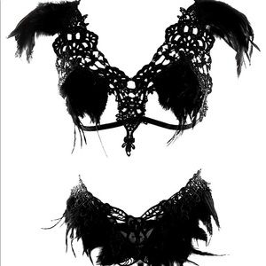 Black Feather Harness Goth Punk Festival Burning